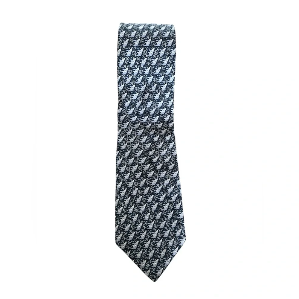 Vineyard Vines Black and Blue‎ Pacific Life Whale Geometric Silk Neck Tie